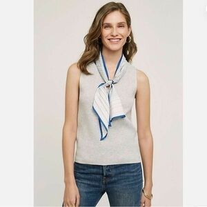 Like New Anthropologie Sweater Moth Gray Sleeveless Top with Scarf Accent